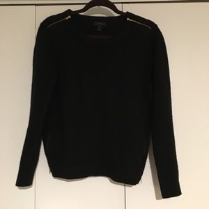 J. Crew 100% Wool Sweater Black w/ Gold Zippers L